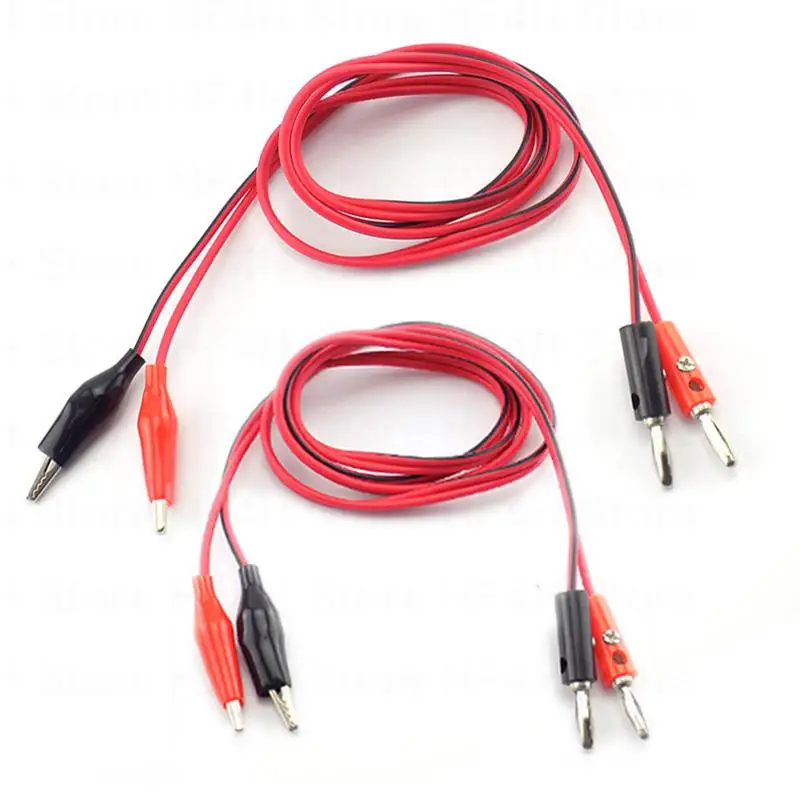 4mm Banana Plug with Alligator Clip 1/2 Pair electric to AV Electrical Clamp Test Lead cord Cable Connectors wire Multimeter B4