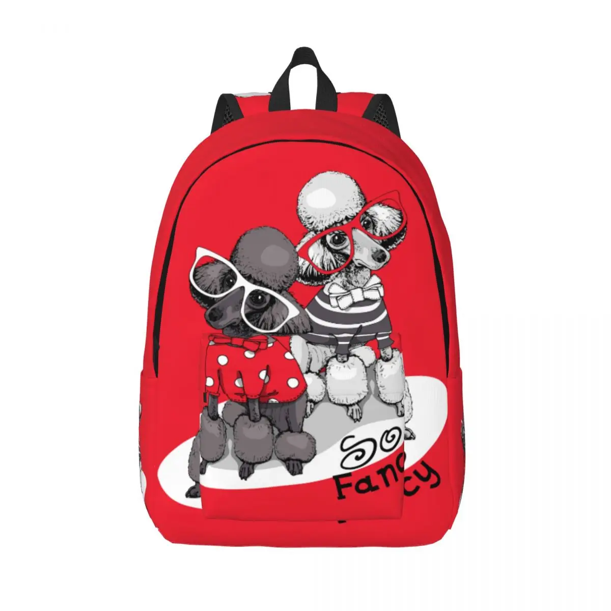 

Schoolbag Student Backpack Cute Poodles In The Glasses With The Bow Tie Shoulder Backpack Laptop Bag School Backpack