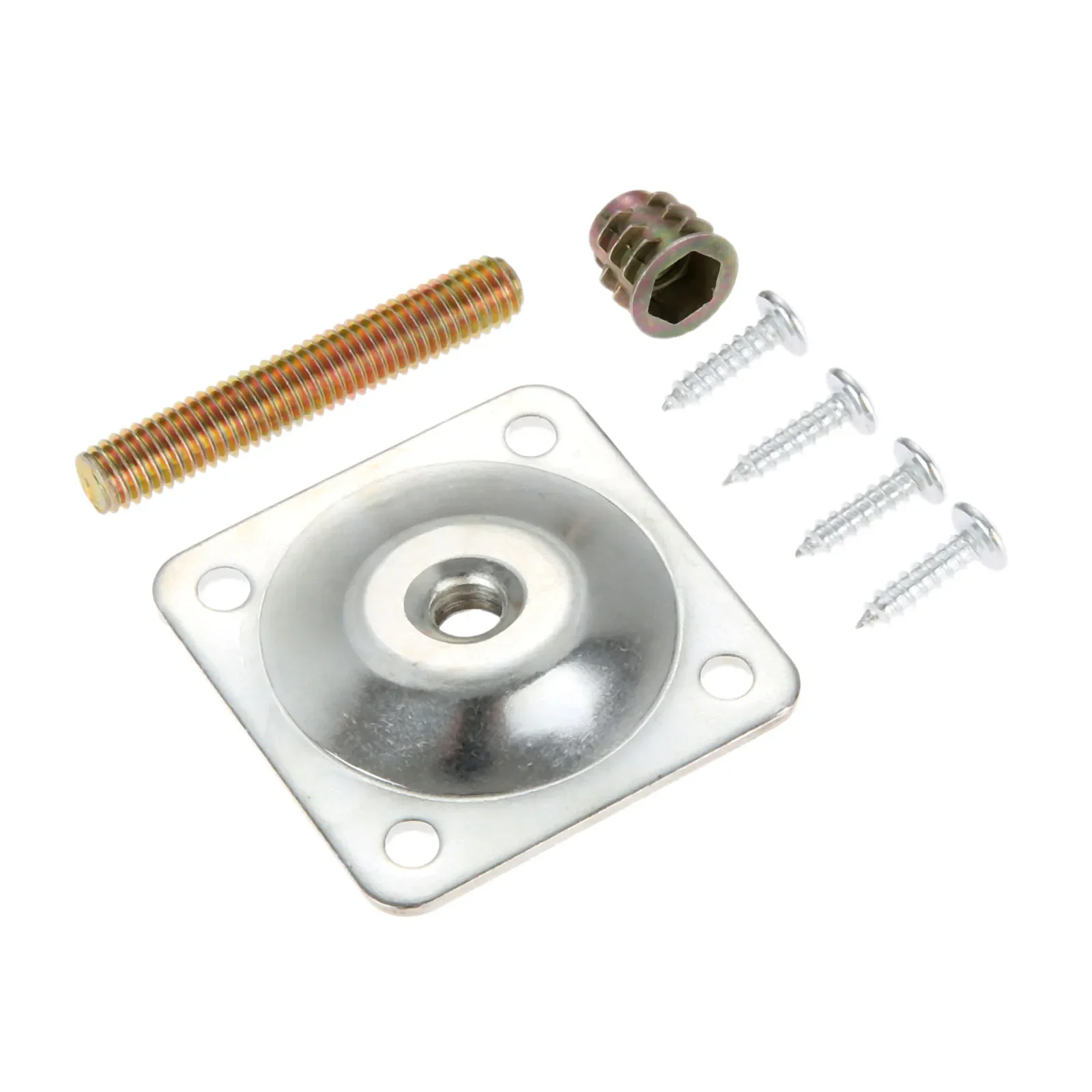 Square Furniture Leg Mounted Plate Iron Table Foot Attachment with M8 Female Adapter & Hanger Bolt & Screws Sofa Chair Repairing