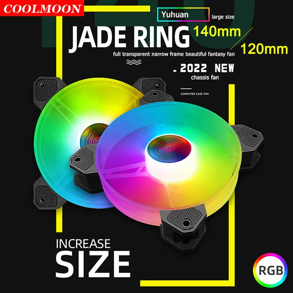 

Coolmoon 140 мм 120 мм, 6 контактов, RGB ПК, телефон с цветовой синхронизацией, бесшумный компьютерный радиатор, охладитель, телефон