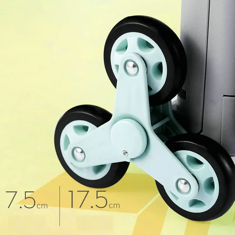 8 Wheels Large Capacity 50L Folding Trolley, Climbing Stairs Shopping Cart Grocery Utility Wagon with Lid