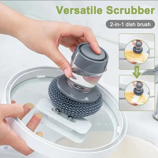 Brosse à vaisselle avec 2 brosses de nettoyage remplaçables