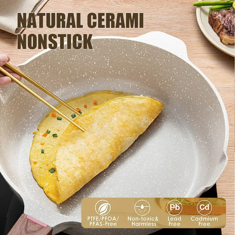 Nonstick Deep Frying Pan Skillet, 12-inch Saute Pan with Lid, Stay-cool  Handle, Chef Pan Healthy Stone Cookware Cooking Pan - AliExpress