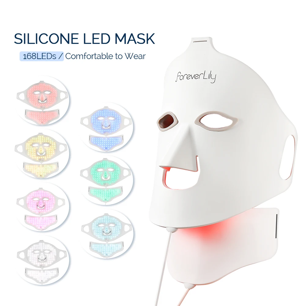 Face Neck Silicone LED Mask 7 Colors LED Light Photon Red Light Therapy 3D Flexible Facial Mask Anti-Ance Skin Care led facial mask facial neck mask