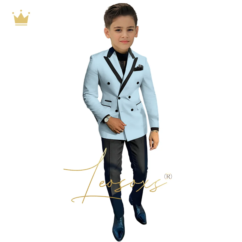Boys Fashion Dress Suit 3 Piece Suit Children's Gun Collar Color Matching Jacket Vest Trousers Suit Wedding Party Tuxedo Boys Formal Suit Set
