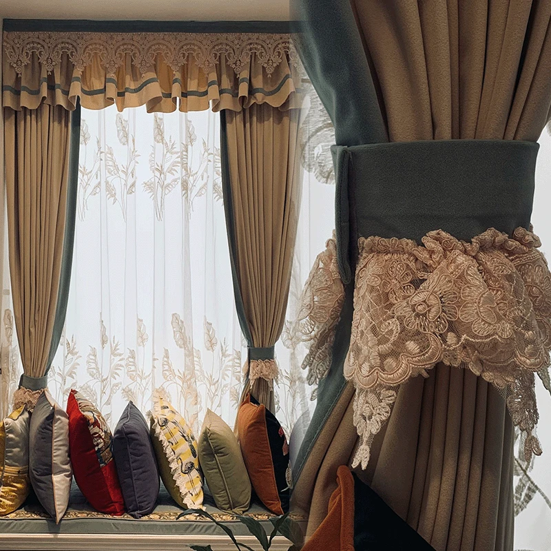 

Curtains for Living Dining Room Bedroom New Plain American High European Style Shade Australian Wool Velvet Windows Door Kitchen