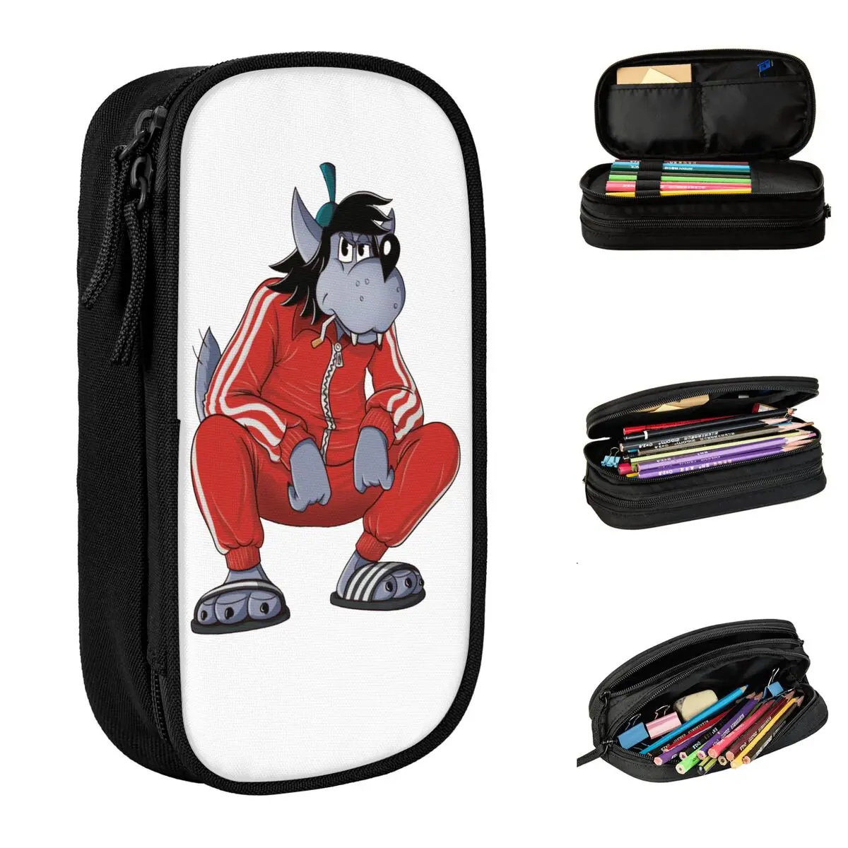 

Nu Pogodi Tracksuit Squat Wolf Pencil Case Creative Pen Box Bags Student Big Capacity School Supplies Cosmetic Pencilcases