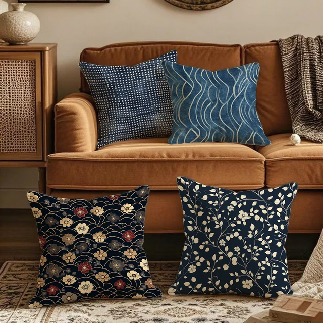 Blue Pattern Pillow Cover 1