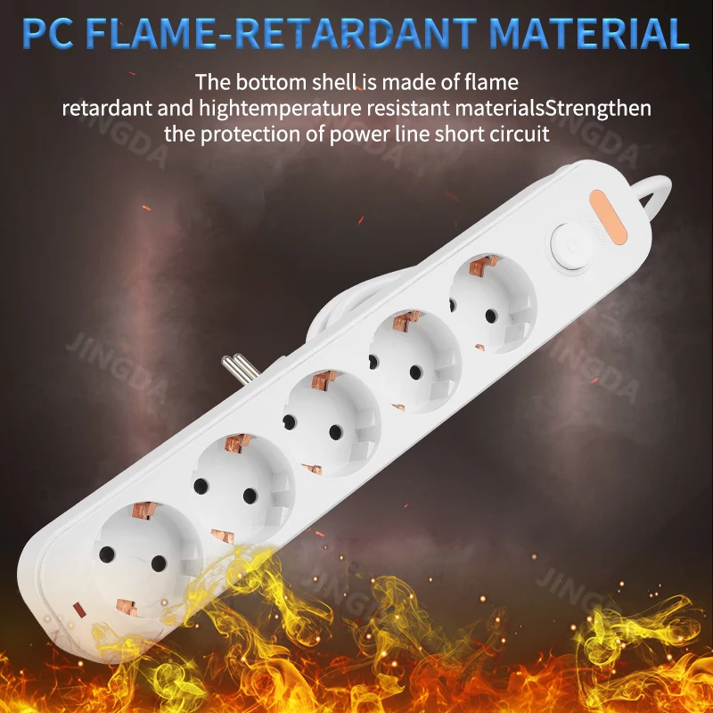 Versatile Power Strip with Independent Switches and 2m Cord