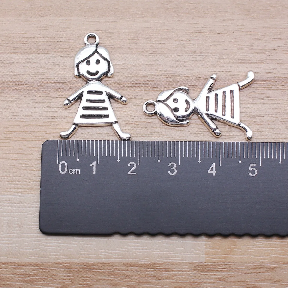 IFOCUS 아연 합금 DIY 쥬얼리 제작용 작은 소녀 매력, 28x8mm, 1.1x0.71 인치, 10 개/로트