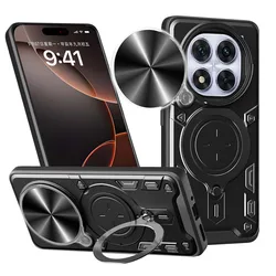 MagSafe Magnetic Camera Protection Armor Case with Hybrid Metal Ring Back Cover - Redmi Note 14 5G (Global) (Black)