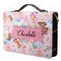 Sac Bible de luxe en cuir PU pour femmes, quand je suis peur, j'ai put mon confiance en vous verset, imprimé Floral rose, housse biblique personnalisée pour femmes 4