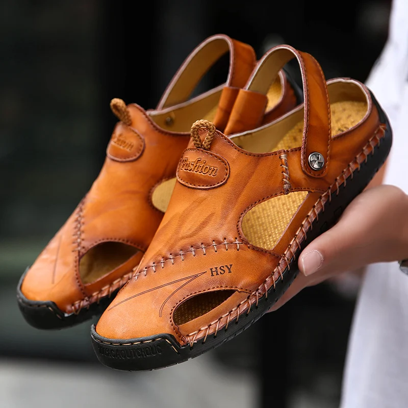 Uomo 2024 classico slip-on con piattaforma morbida comodi sandali piatti da uomo Calzature in pelle scarpe maschili di vendita calda_voghion.com