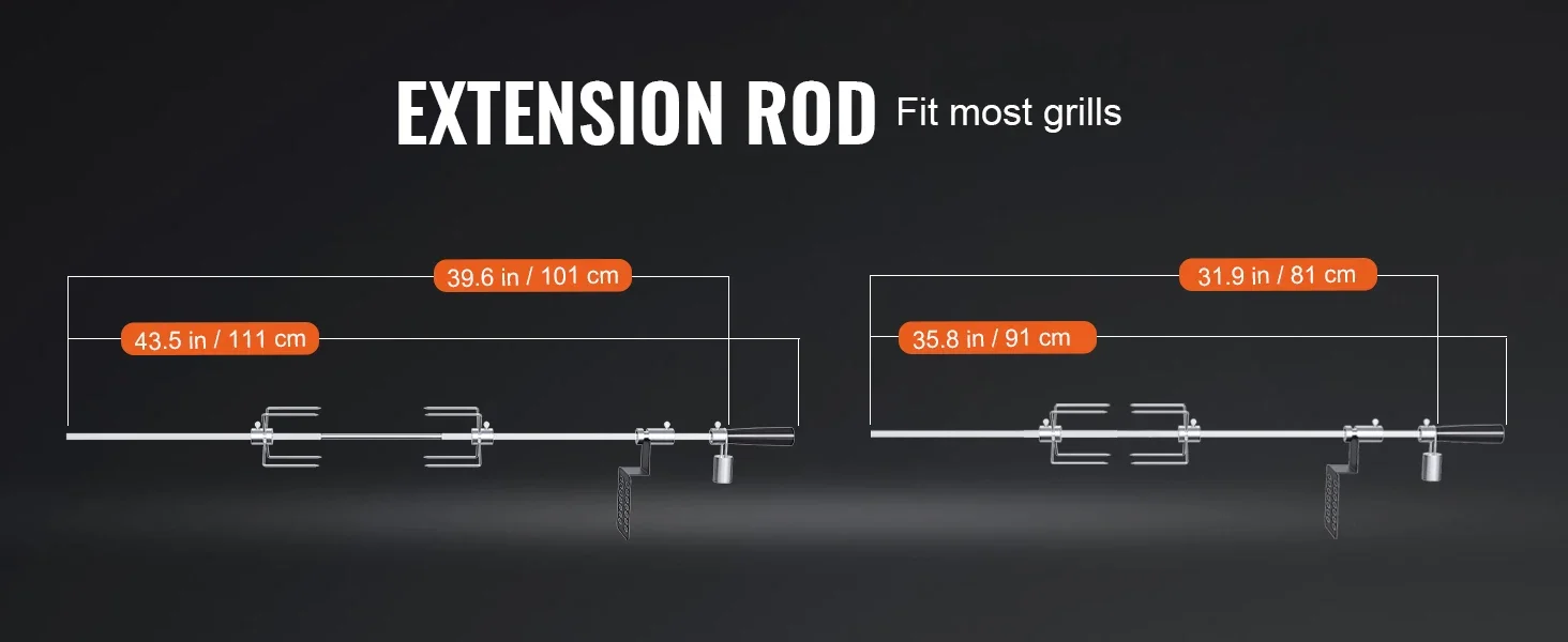 Description Picture 6 of itemVEVOR Universal Grill Rotisserie Kit Electric BBQ Grill w/9W Motor, Stainless Steel Automatic Grilling Kit,Hexagon Spit Rod