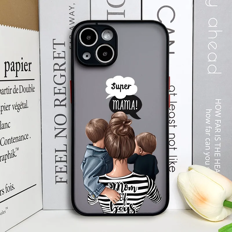 Fashion Super Mama & Dad Frosted Hard Phone Case - Baby Boy & Girl Design