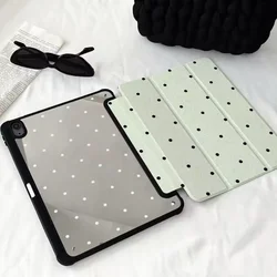Chic Black Polka Dot Trifold Tablet Case - Mini 6 7 8.3in (Green)
