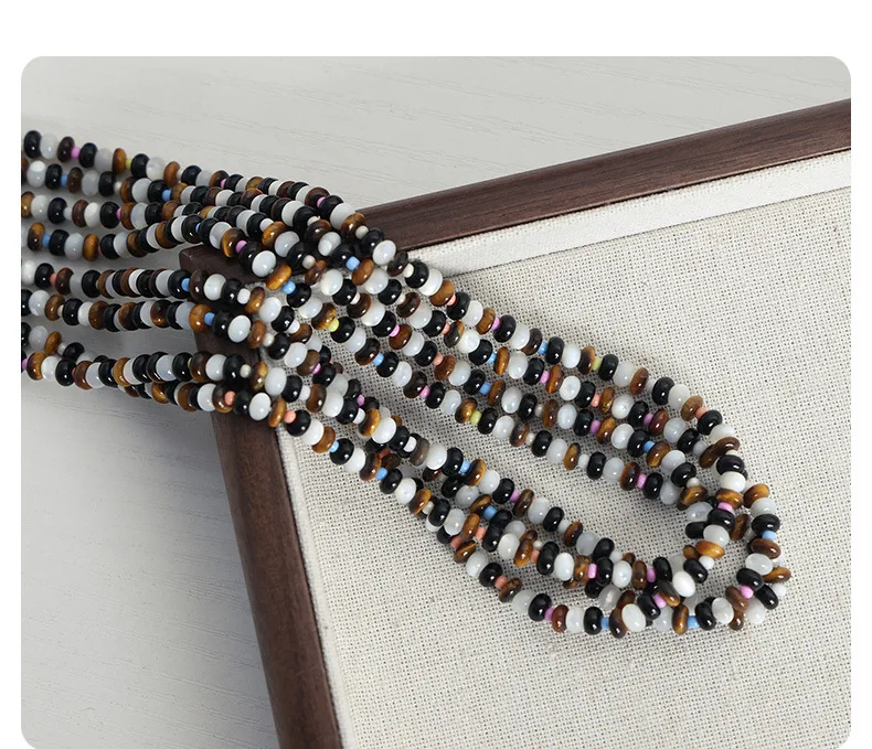 Amaiyllis Vintage Tigerauge Farbe Gemischte Stein Halsband Halskette Nische Handgemachte Perlen Schlüsselbein Kette Halskette Schmuck Für Frauen – Detail 8
