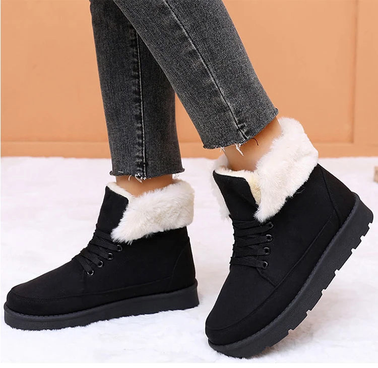 Women's Winter Snow Boots With Fur Lining And Low Heels_voghion.com