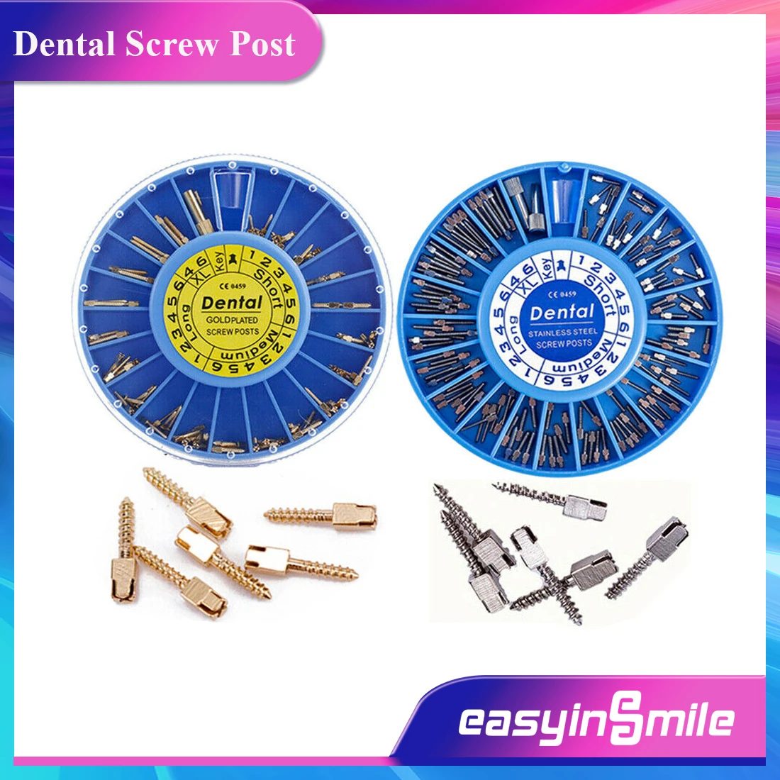 120pcs Dental Screw Post Titanium Kit Gold/silver Plated Conical Root