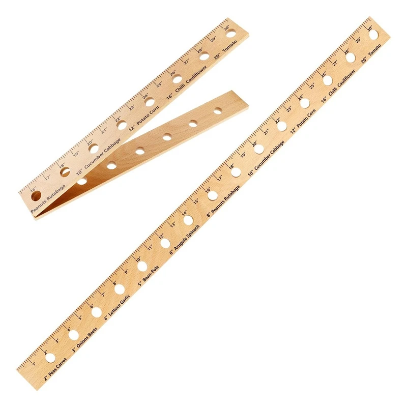 

30 Inch Wooden Plant Ruler Plant Ruler With Holes, Portable Garden Ruler With Plant Dibber Seedling