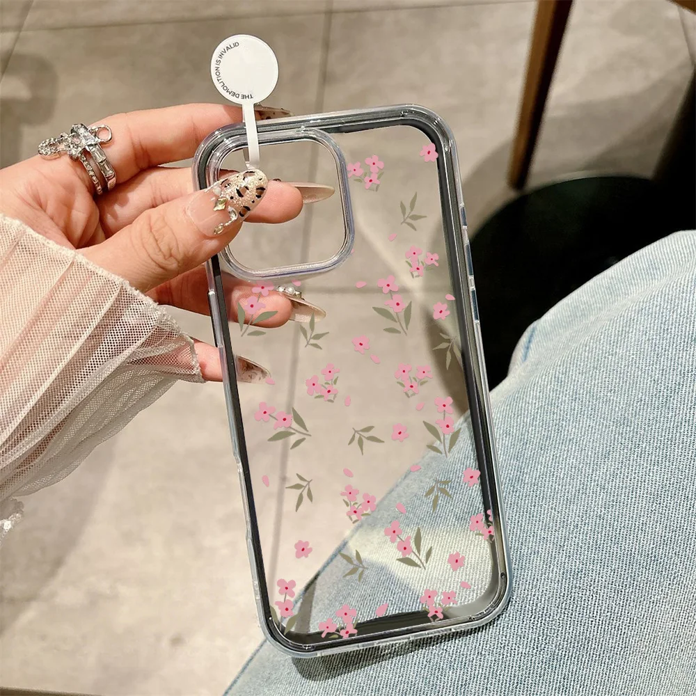 ตัวเลือกสินค้า เคส TPU นิ่มใสลายดอกไม้ 2 in 1 สำหรับ iPhone 11-17 Pro Max 13-15 14 12 17 Air