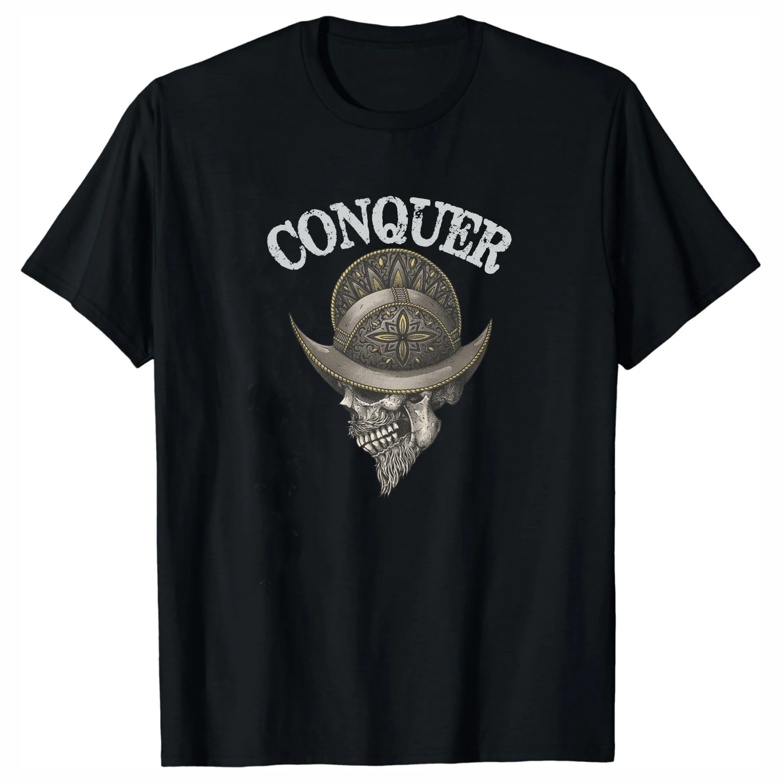 

Винтажная Футболка Conquistador с армированным шлемом и черепом, 100% хлопок, с круглым вырезом, летняя повседневная мужская футболка с коротким рукавом, размеры S-3XL