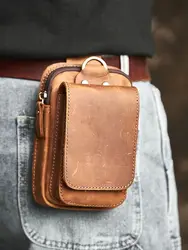 Handmade Genuine Leather Men's Vintage Waist Pouch & EDC Pocket Organizer (Brown)