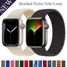 

Black Unity Braided Solo Loop Strap For Apple Watch band 44mm 38mm 45mm 41mm Nylon Elastic Bracelet iWatch Series 3 4 5 SE 6 7
