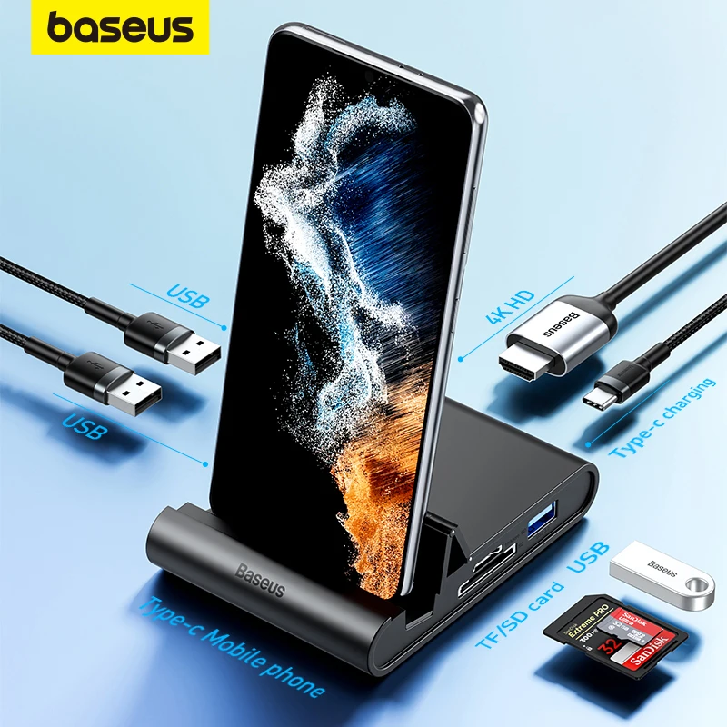 Baseus Docking Station Dex USB C HUB to USB 3.0 HDMI-compatible Dock Station for Samsung Galaxy S20 Note 20 Huawei P40 Mate 30