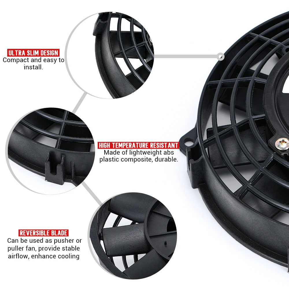 Electric Fan Car Fan Universal 9" 10" 12" 14" Motor Engine Radiator Oil Cooler Cooling Pull Push Fan 12V 80W