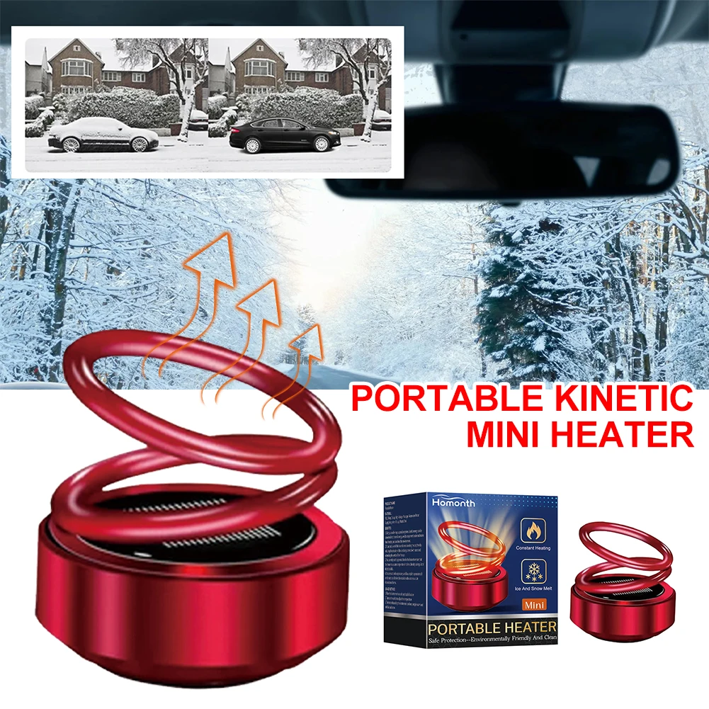 

Portable Mini Solar Heater 360° Rotating Double Ring Kinetic Molecular Heater for Vehicles Glass Defogger Defroster for Car Home