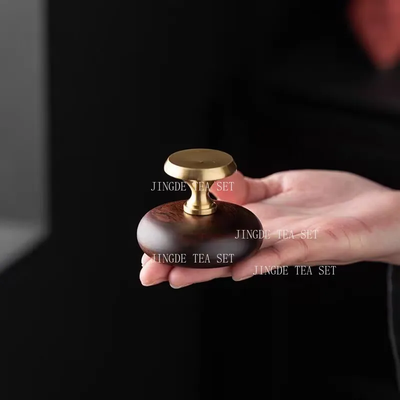 1pcs Black Sandalwood Teapot Cover Holder Solid Wood Cover Holder Tea Set Accessories High End Household Lid Bowl Holder