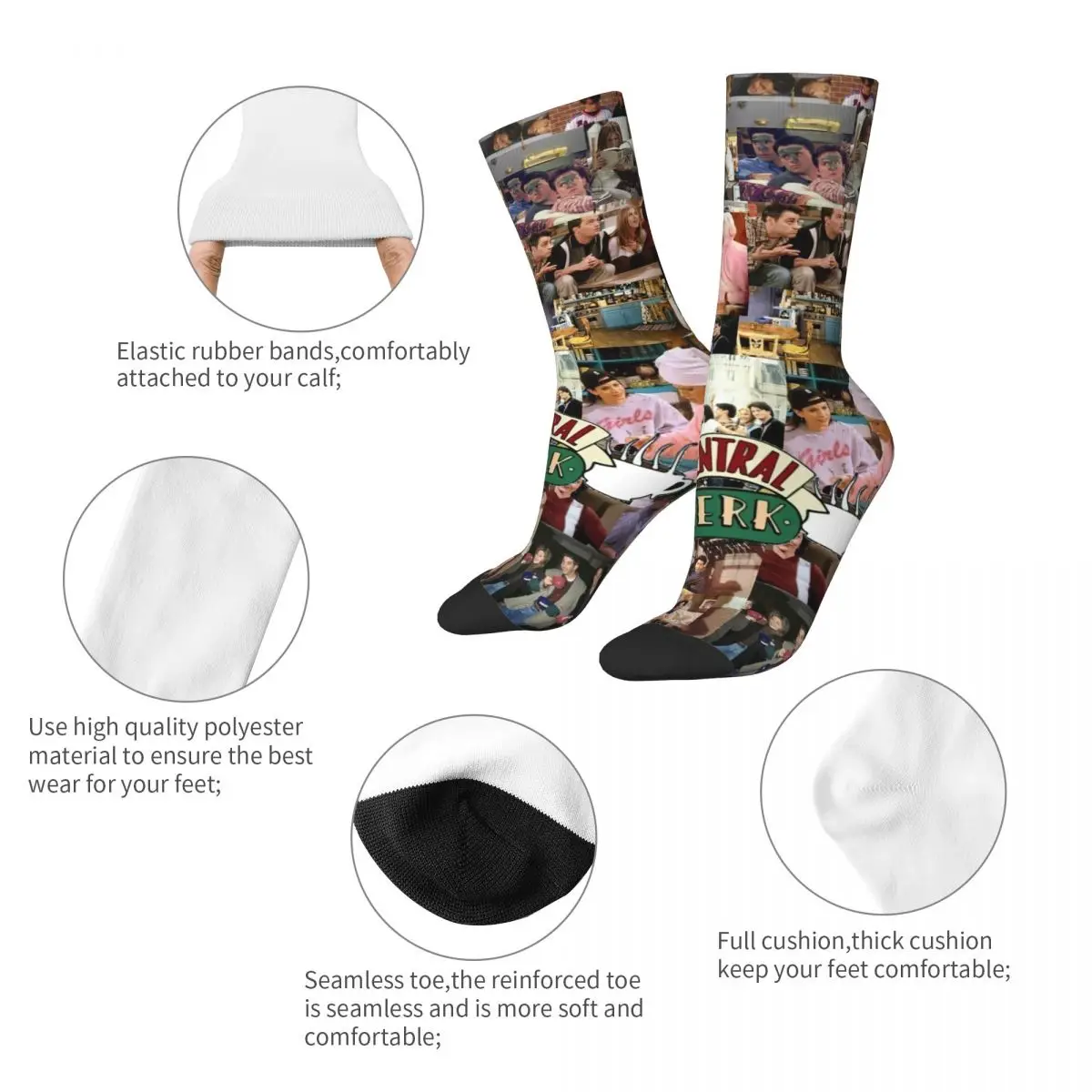 Fashion Male Men Socks Harajuku Friends TV Show Sock Central Perk High Quality Women\'s Stockings Spring Summer Autumn Winter
