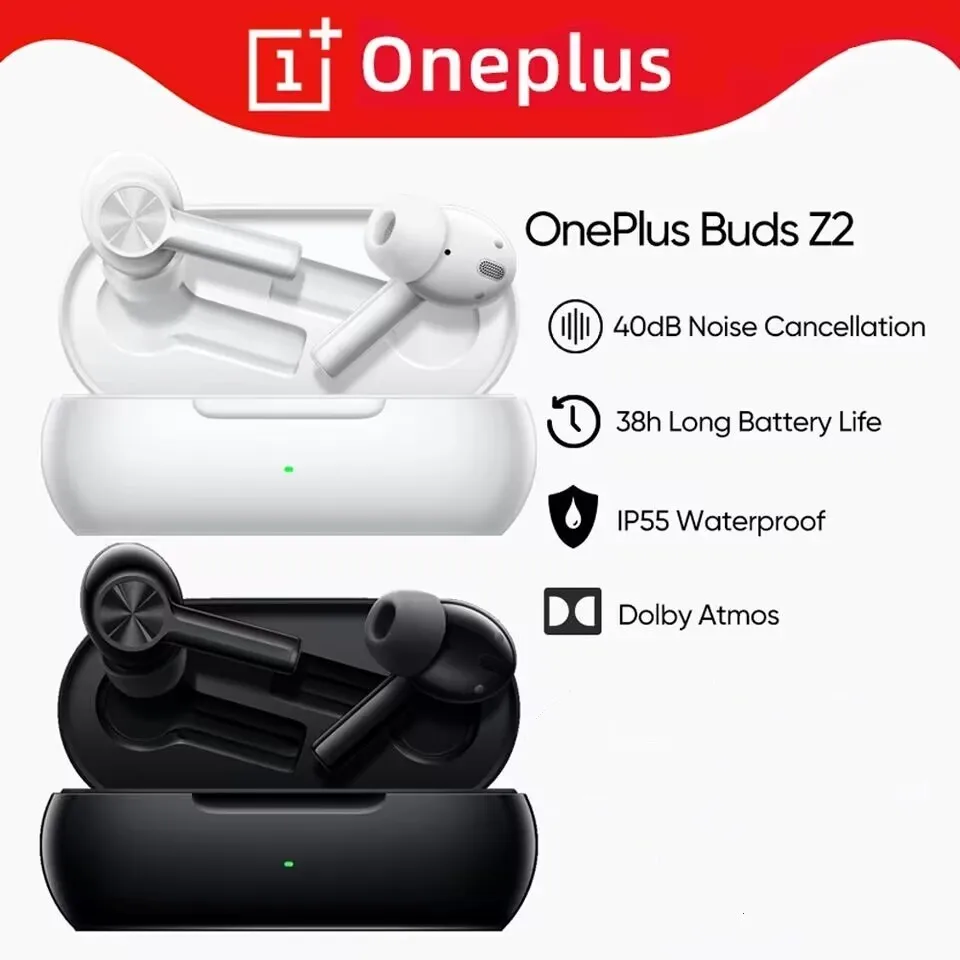 

New OnePlus-Auriculares Bluetooth Buds Z2, dispositivo de audio con cancelacion activa de ruido, estereo inalambrico, 40dB, para