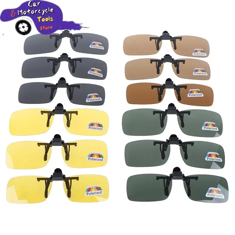 Driving Glasses Unisex Clip-on Polarized Day Night Vision Flip-up Lens UV400 Riding Sunglasses for Outside