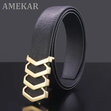 Fashion Smooth buckle full grain leather belt men designer Cowskin black Waist Strap luxury famous brand ceinture homme Q9