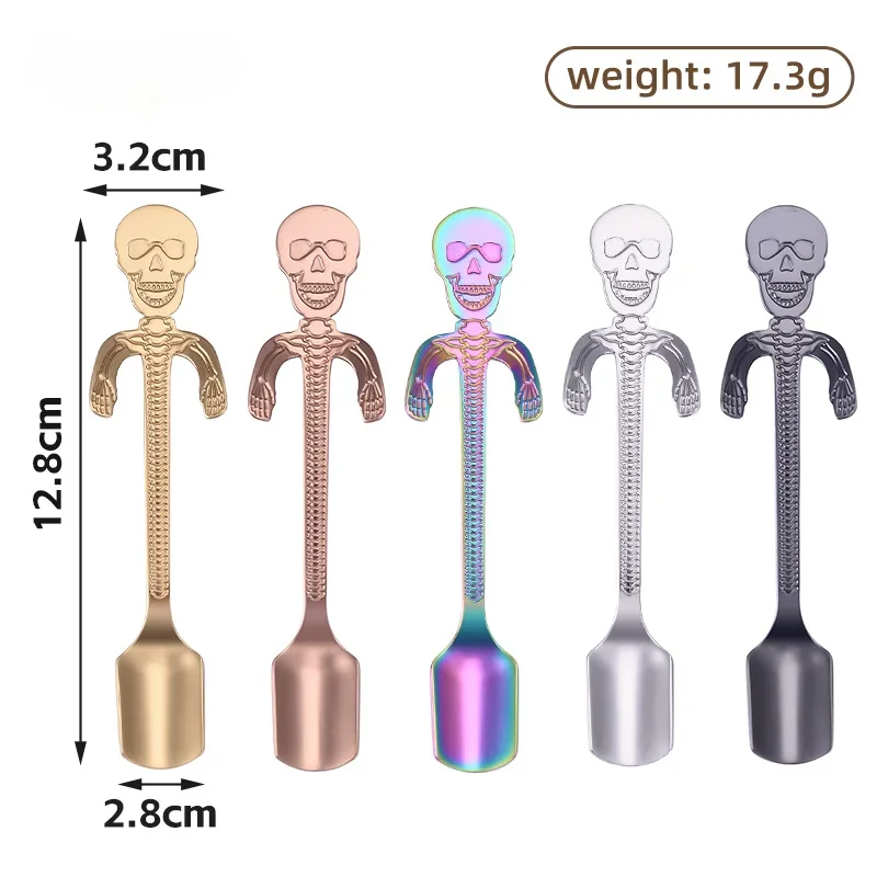 304 Stainless Steel Skeleton Spoon Halloween Coffee Spoon Bone Stirring Hanging Cup Small stainless steel spoon stainless steel spoon set stainless steel fork spoon set