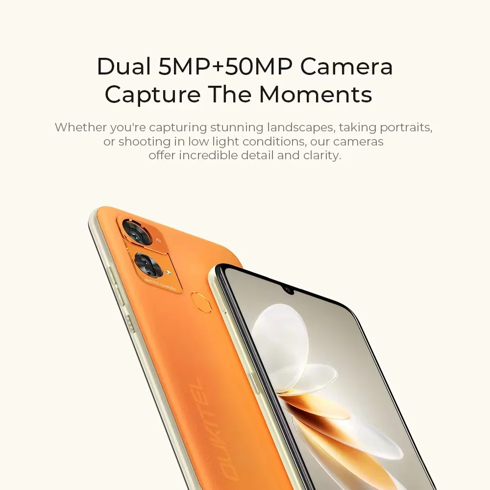 OUKITEL C33 Cheap Smartphones Octa Core 8GB+256GB 6.8Inch HD Screen Android 13 Mobile Phone 50MP Camera 5150mAh 10W Fast Charge