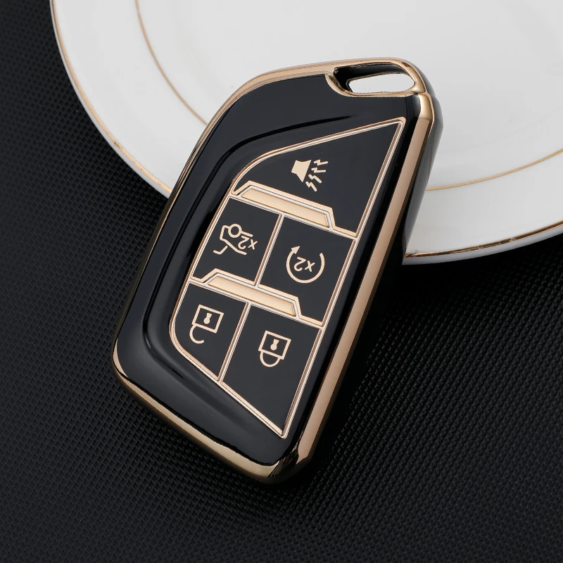 

TPU Car Remote Key Case Cover For Cadillac CT4 CT5 Escalade Corvette 2019 2020 2022 5 Buttons Smart Fob Shell Holder Accessories