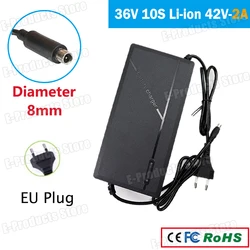 Universal Multi - Voltage Intelligent Fast Charger for Lithium Battery Packs - EU Plug (36V 2A Diameter 8mm)