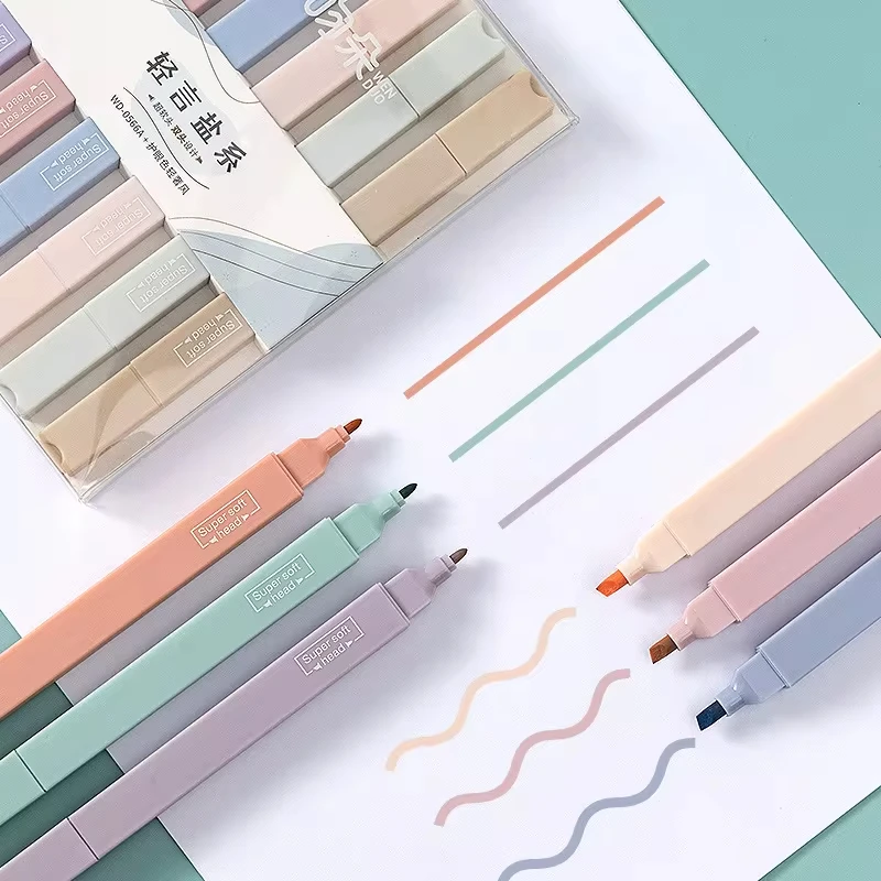 Highlighter Marker Pastel Color Kawaii Stationery School Supplies Student 6pcs/set highlighter marker,highlighter pen,marker pen,art marker