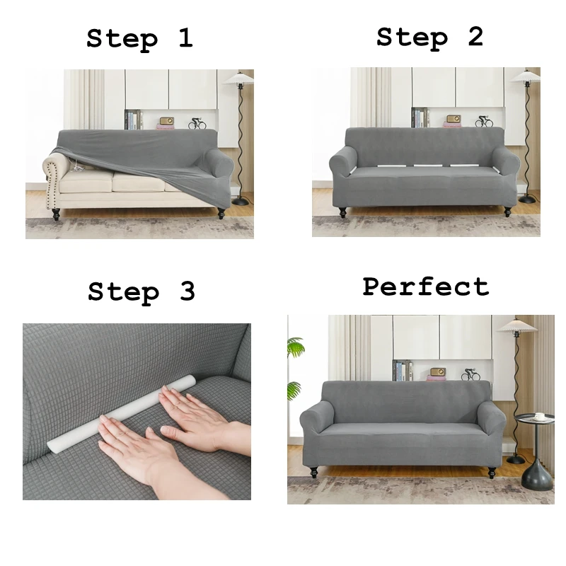 Waterproof Jacquard Sofa Cover for Lvingroom Bedroom L Shape Adjustable Couch Cover 1/2/3/4 Seate Elastic Slipcover Sofa Cover 3