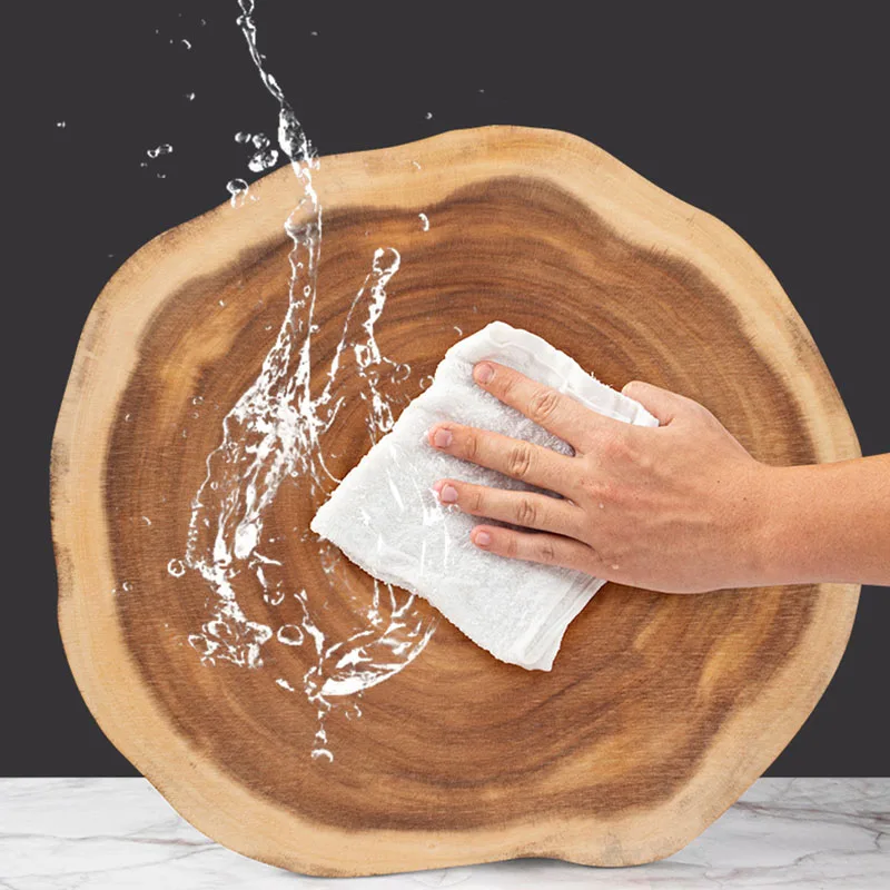 Natural Solid Wood Serving Tray with Unique Grain Handmade Irregular Wooden Steak Plate Cutting Board Restaurant Kitchen Tools
