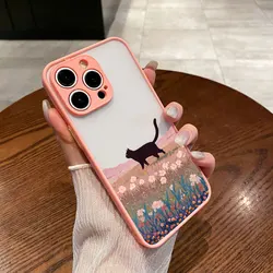 Charming Anime Landscape Cat Art Shockproof Phone Case - iPhone 12 Mini (Pink HMCH2 2)