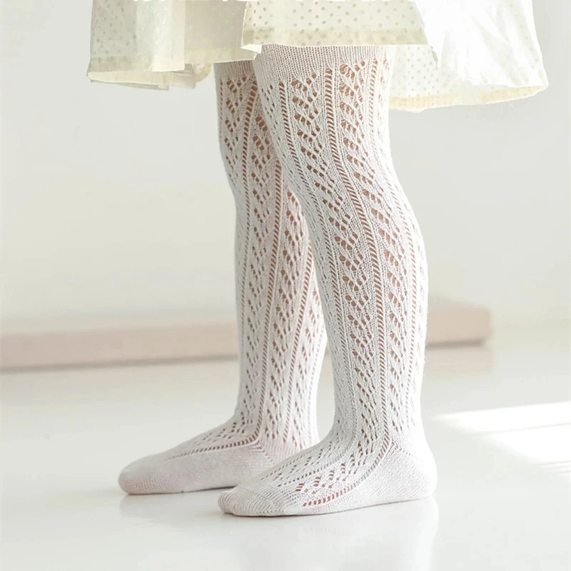 Summer Baby Girls Tights Thin Infant Toddler Newborn Kids Breathable Hollow Pantyhose Children Soft Cotton Stockings kids socks kids pantyhose solid color pantyhose toddler tights kids leggings