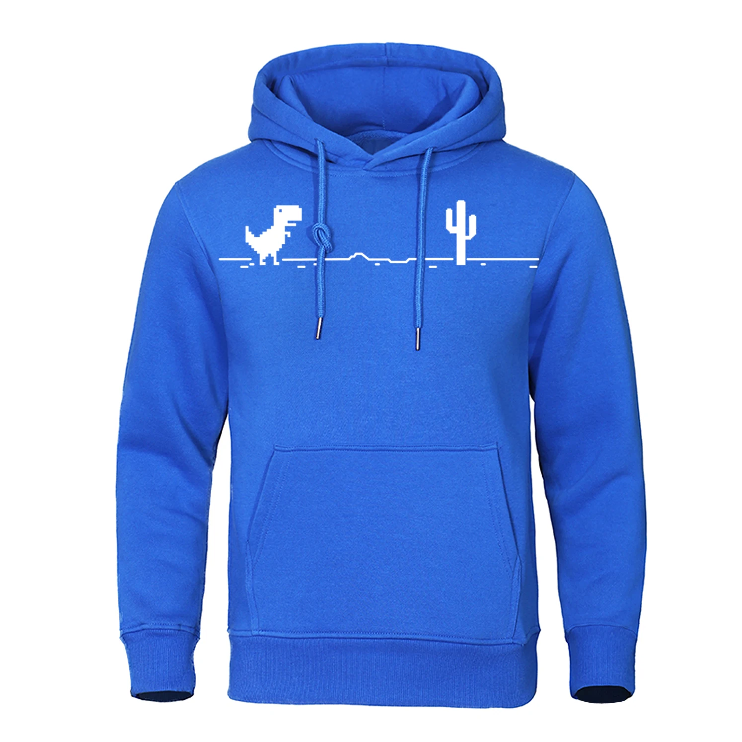 Mosaic Game Cactus Little Dinosaur Hoody Mens Casual Streetpullover Casual Oversized Clothes Fleece Pocket Warm Clothes Men\'S