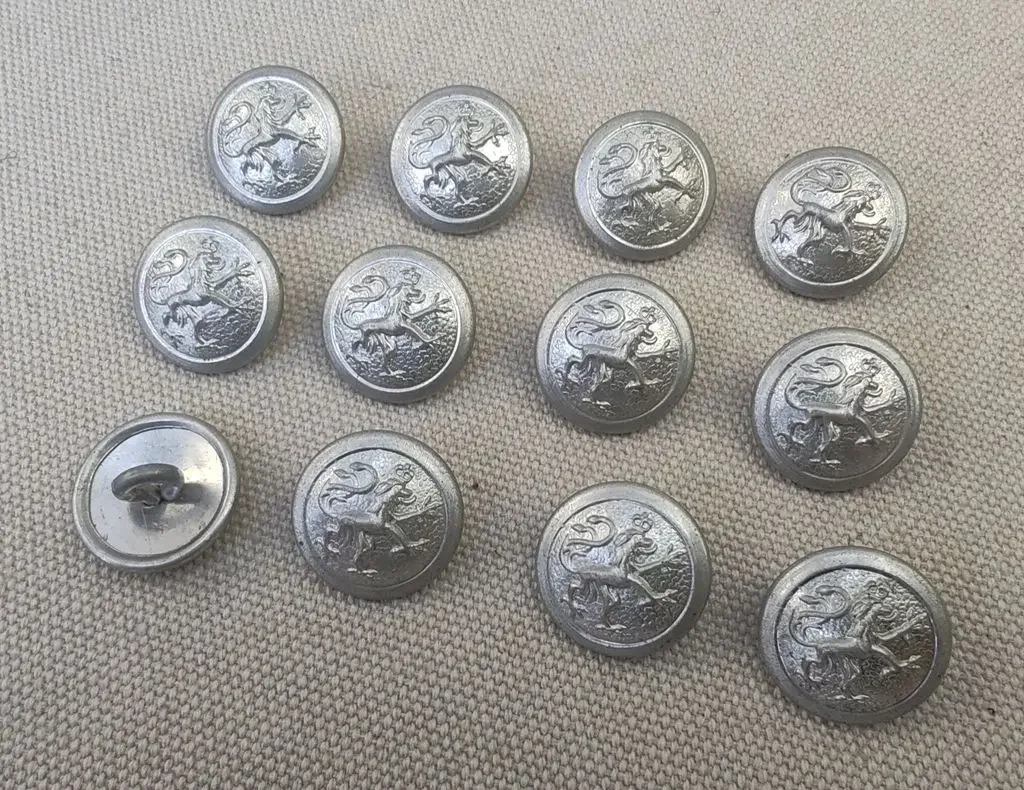 18MM WWI WW1 독일 바이에른 버튼 실버 18MM 사자 버튼 12개 세트