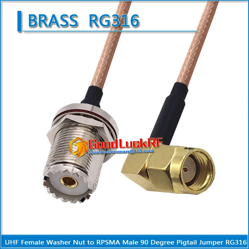 

PL259 SO239 UHF Female Washer Nut O-ring Bulkhead to RP SMA Male Right Angle Type L Coaxial Pigtail Jumper RG316 extend Cable