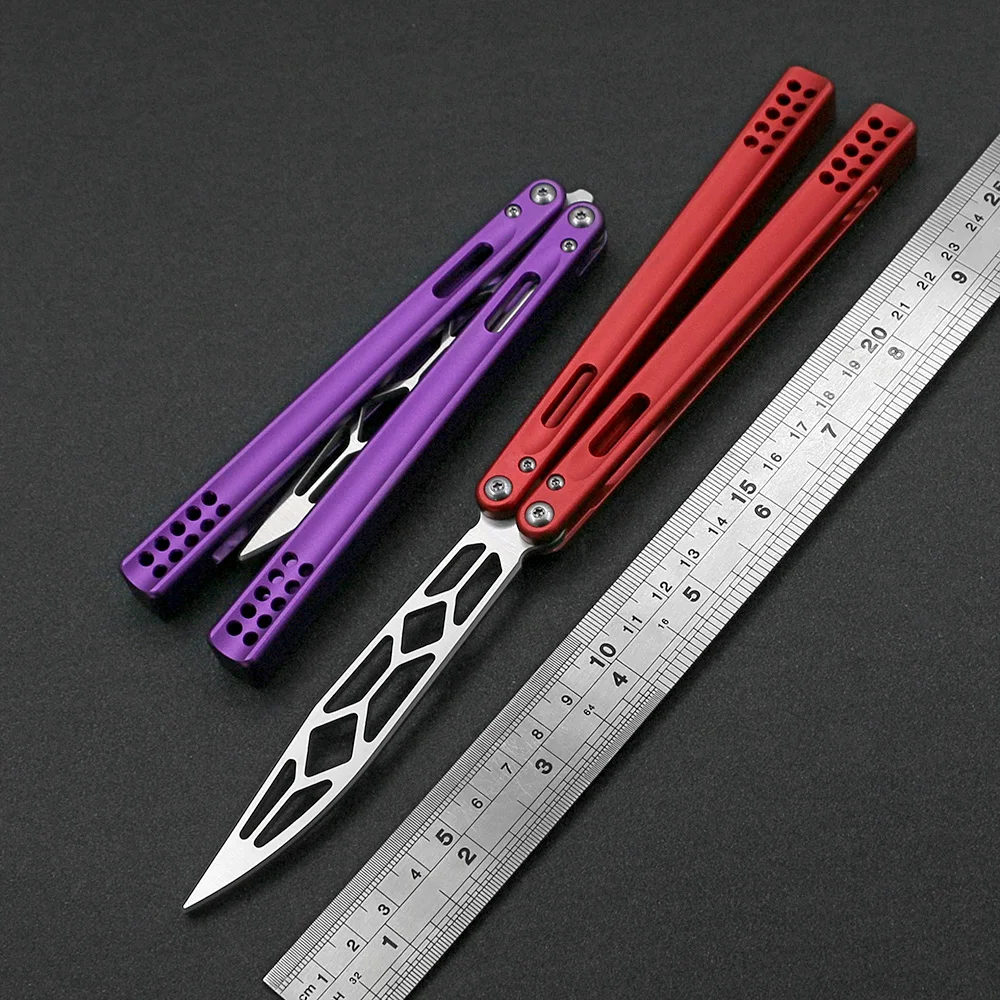 

SF Four Convenient Butterfly Folding Exercise Knives 420 Blade Aviation Aluminum 6061-T6 Handle Outdoor Pocket Without Blade