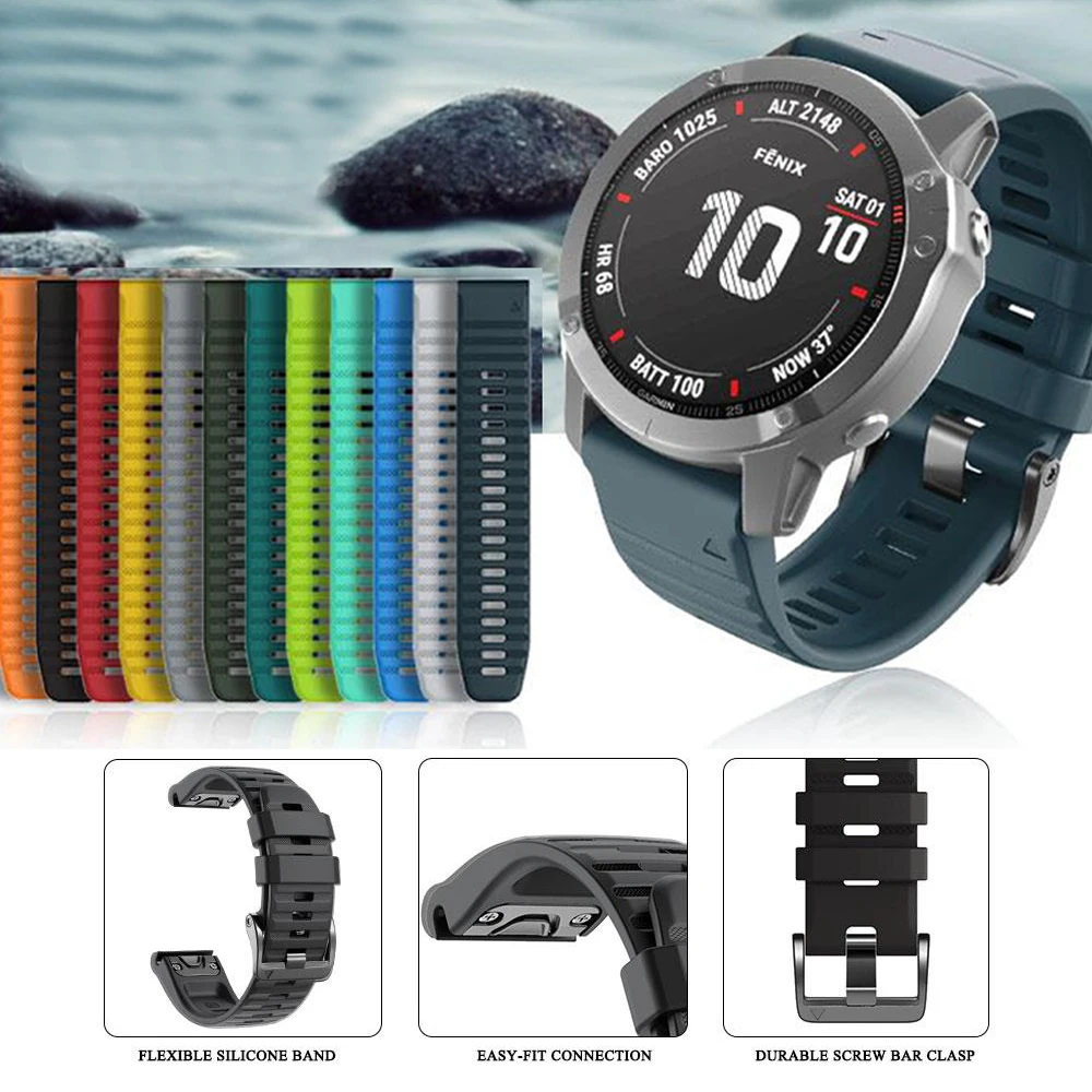 Durable Sports Watch Band with Quickfit Rubber Strap - 26/22mm